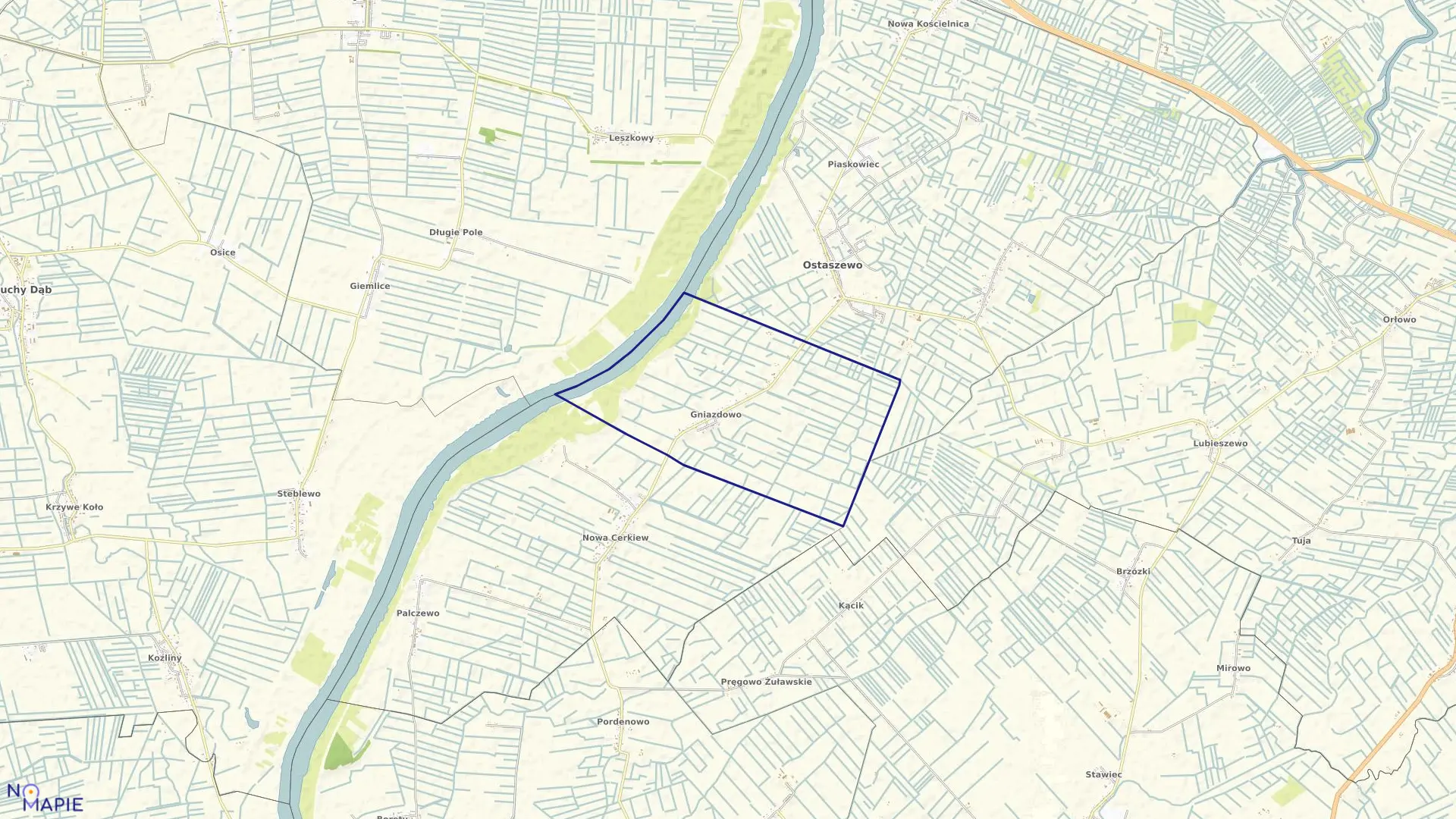 Mapa obrębu Gniazdowo w gminie Ostaszewo