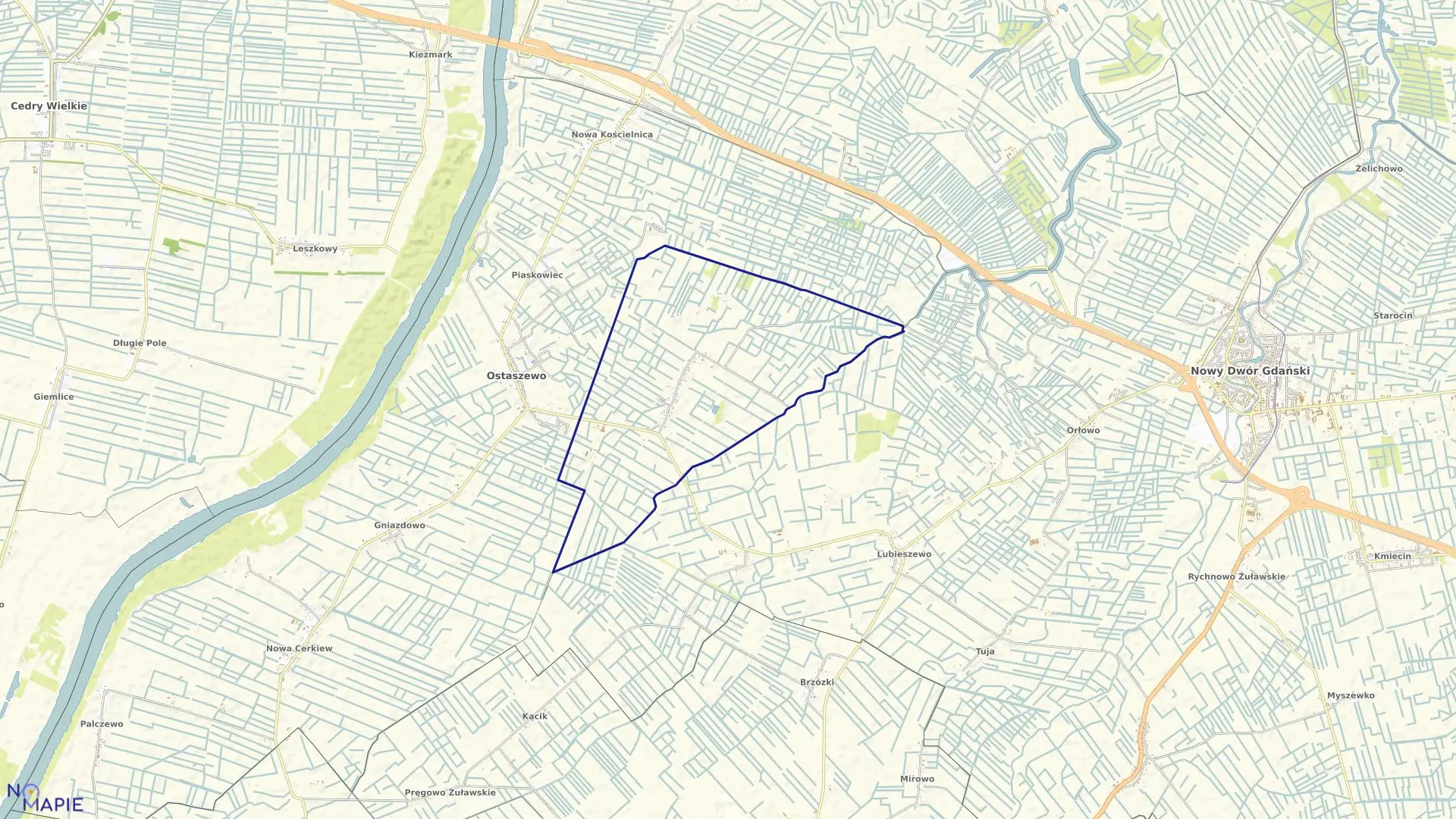 Mapa obrębu Jeziernik w gminie Ostaszewo