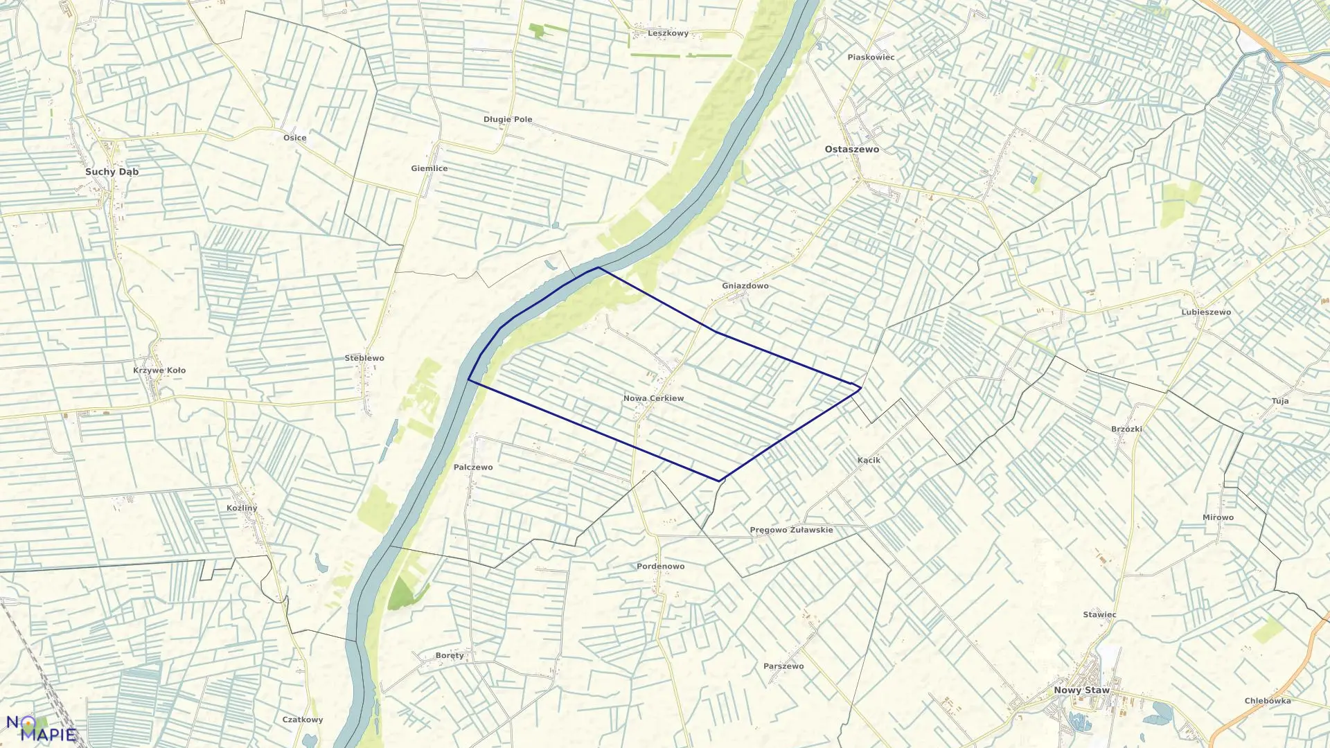 Mapa obrębu Nowa Cerkiew w gminie Ostaszewo