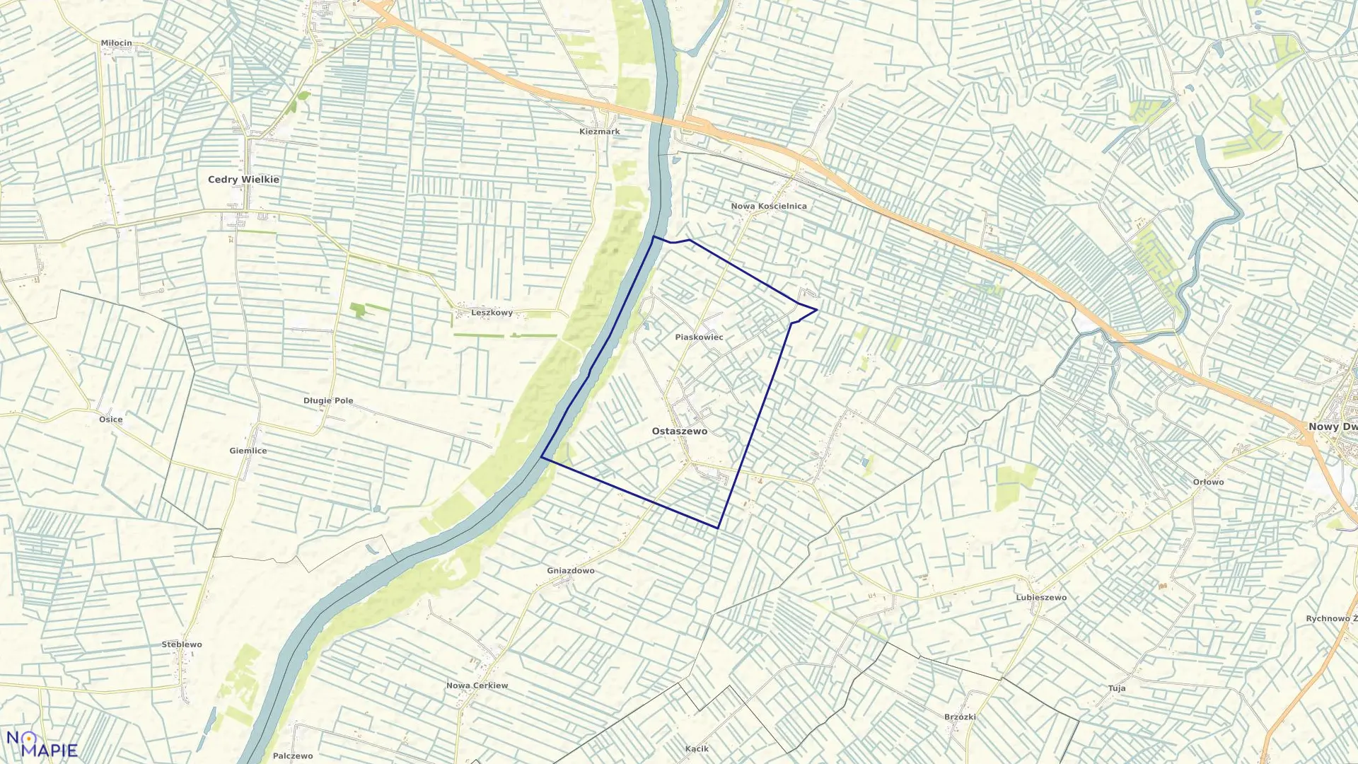Mapa obrębu Ostaszewo w gminie Ostaszewo
